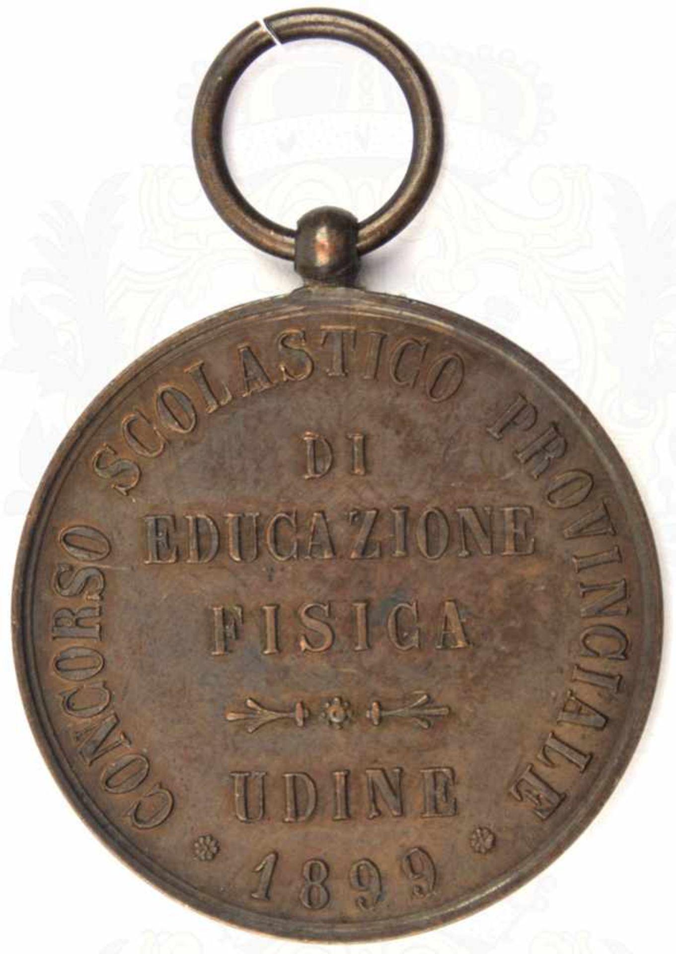 EHRENMEDAILLE einer militärischen (?) Sportschule, Udine 1899, Bronze, feinst geprägt, vs. Adler mit - Image 2 of 2