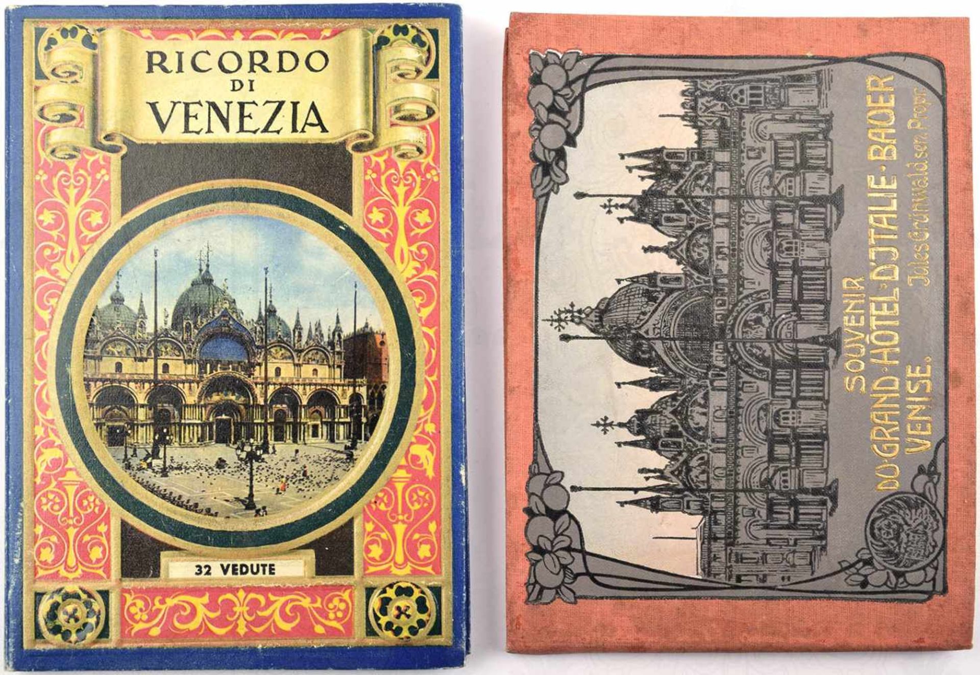 2 LEPORELLOS VENEDIG, ges. 52 Veduten, 1902, dabei: 1 Panoramabild von Venedig, Basilika San