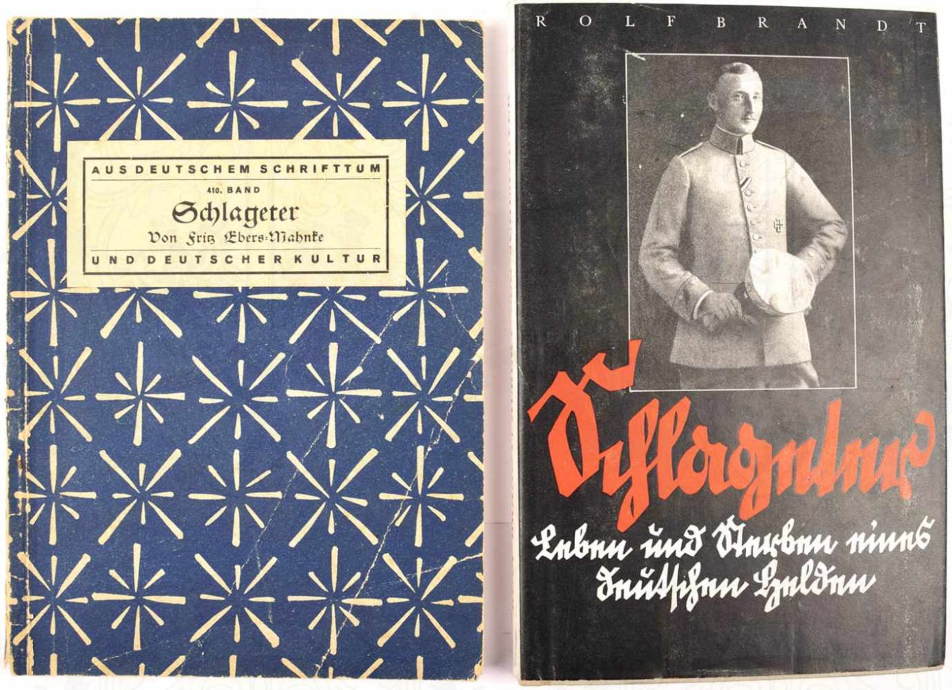 2 TITEL SCHLAGETER: „Schlageter, Leben und Sterben eines deutschen Helden“, R. Brandt, 1937, 103 S.,