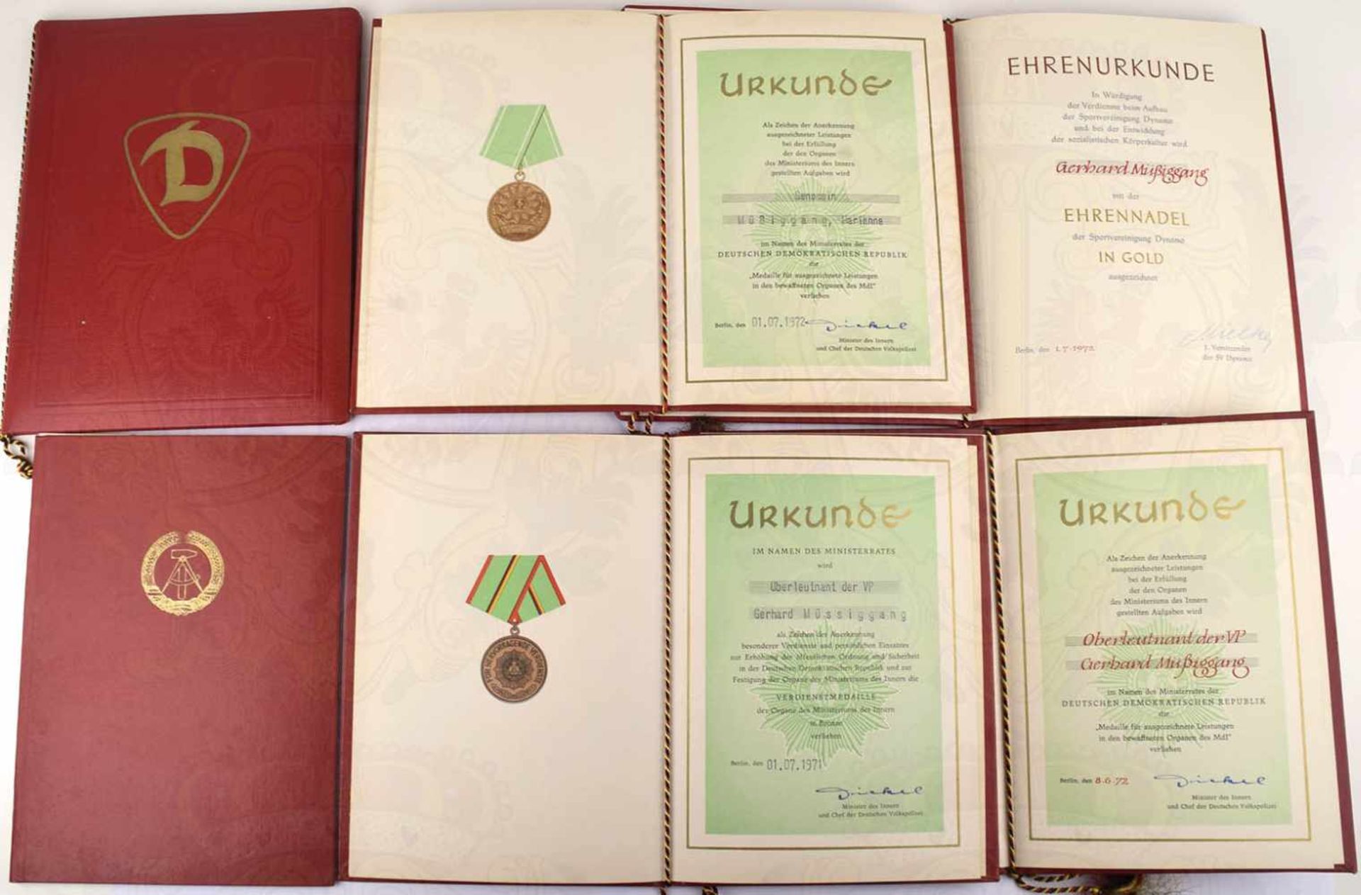 URKUNDENGRUPPE EINES EHEPAARES, ges. 17 Teile, Mann Oberleutnant der VP, 1955-1979, dabei: