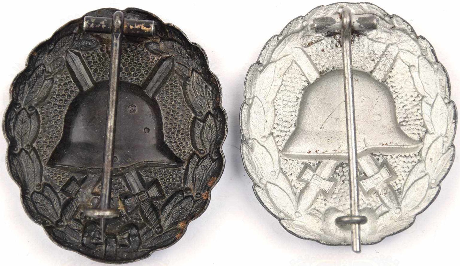 2 VERWUNDETENABZEICHEN 1918, in Silber und schwarz, Eisen/versilbert bzw. lackiert - Bild 2 aus 2