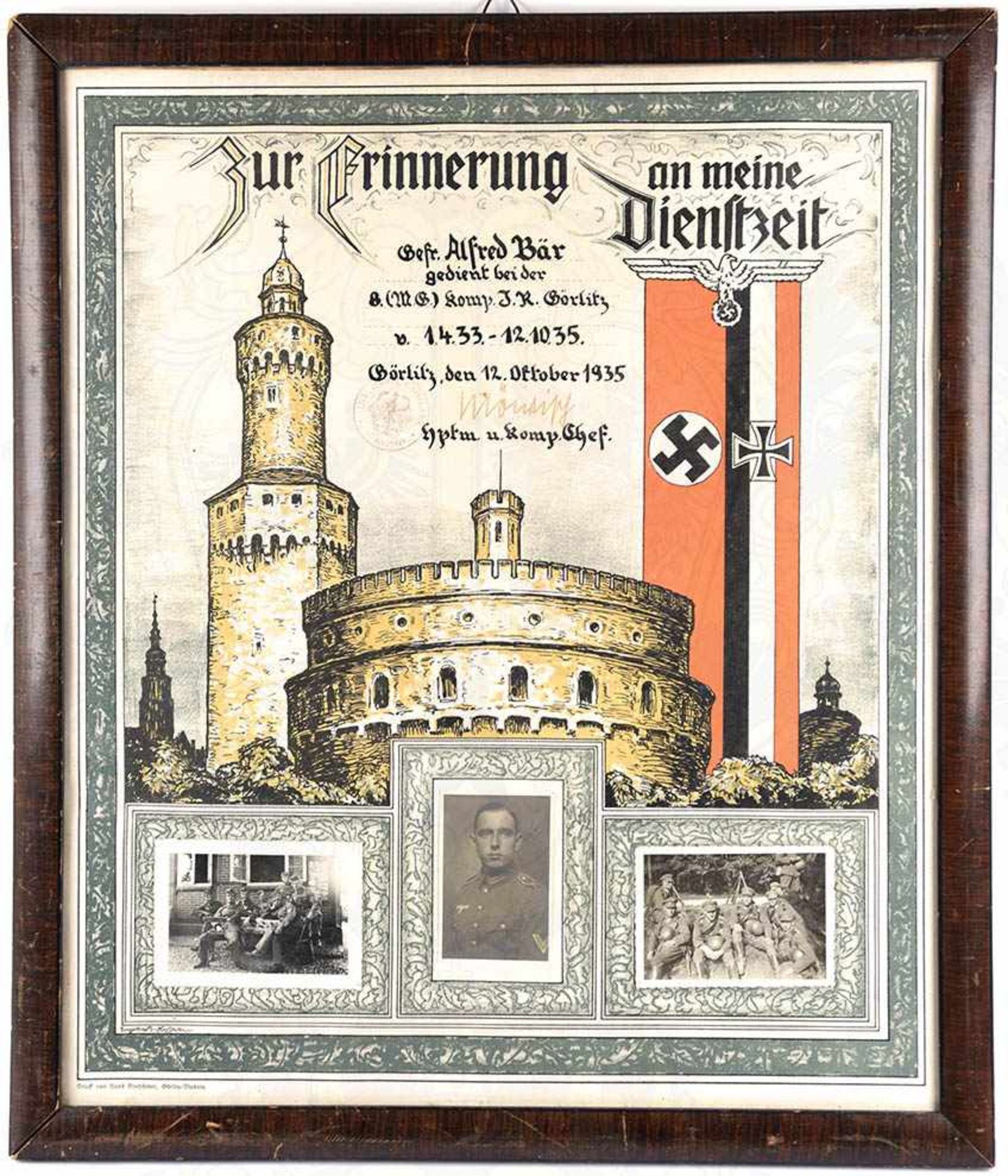 DIENSTZEIT-ERINNERUNGSBILD INFANTERIE-REGIMENT GÖRLITZ, e. Gefreiten d. 8.(MG) Komp. v. 14. 1933-