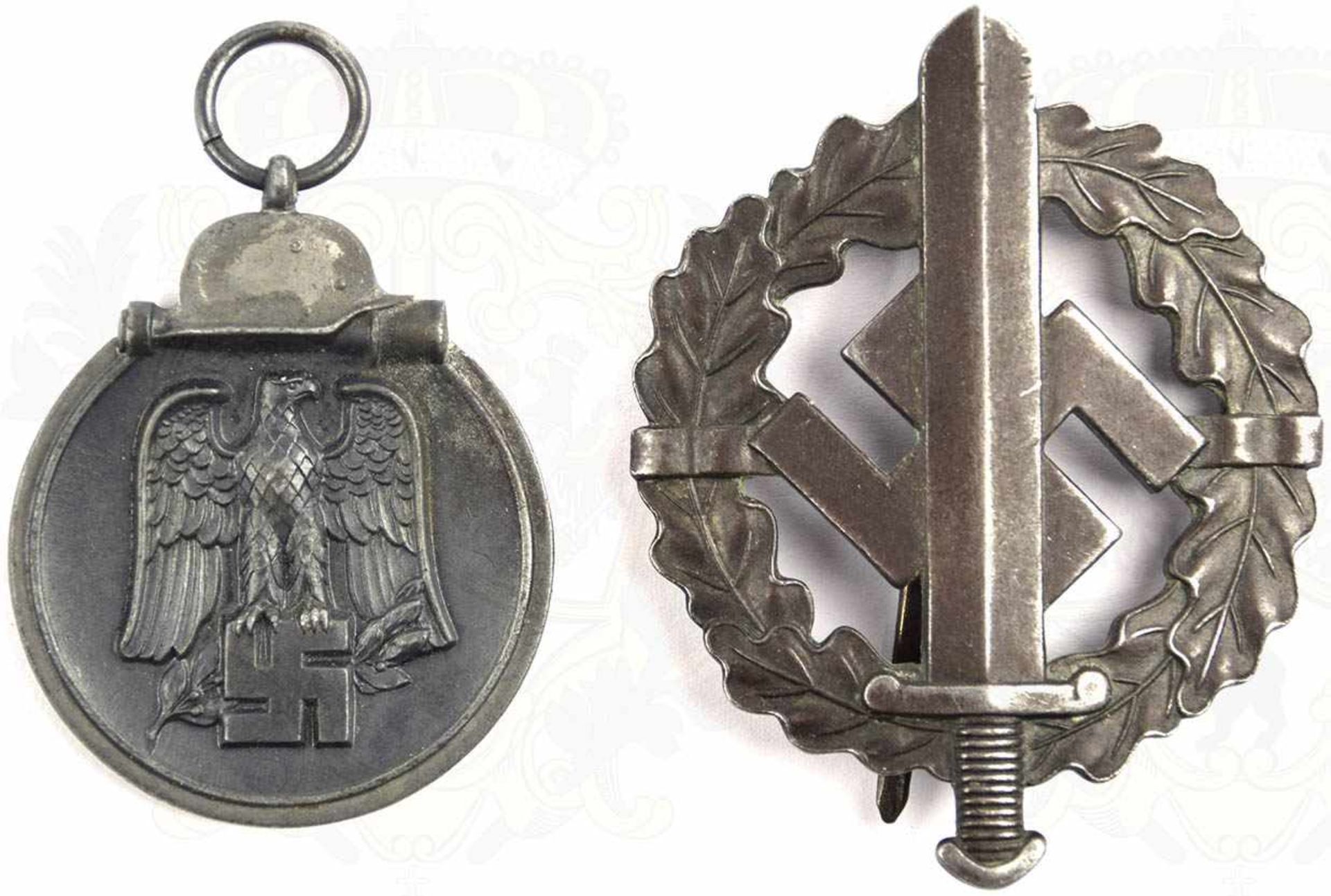 EHRENZEICHENGRUPPE EINES SOLDATEN, Medaille Winterschlacht im Osten 1941/42, Feinzink/patiniert, - Bild 2 aus 3