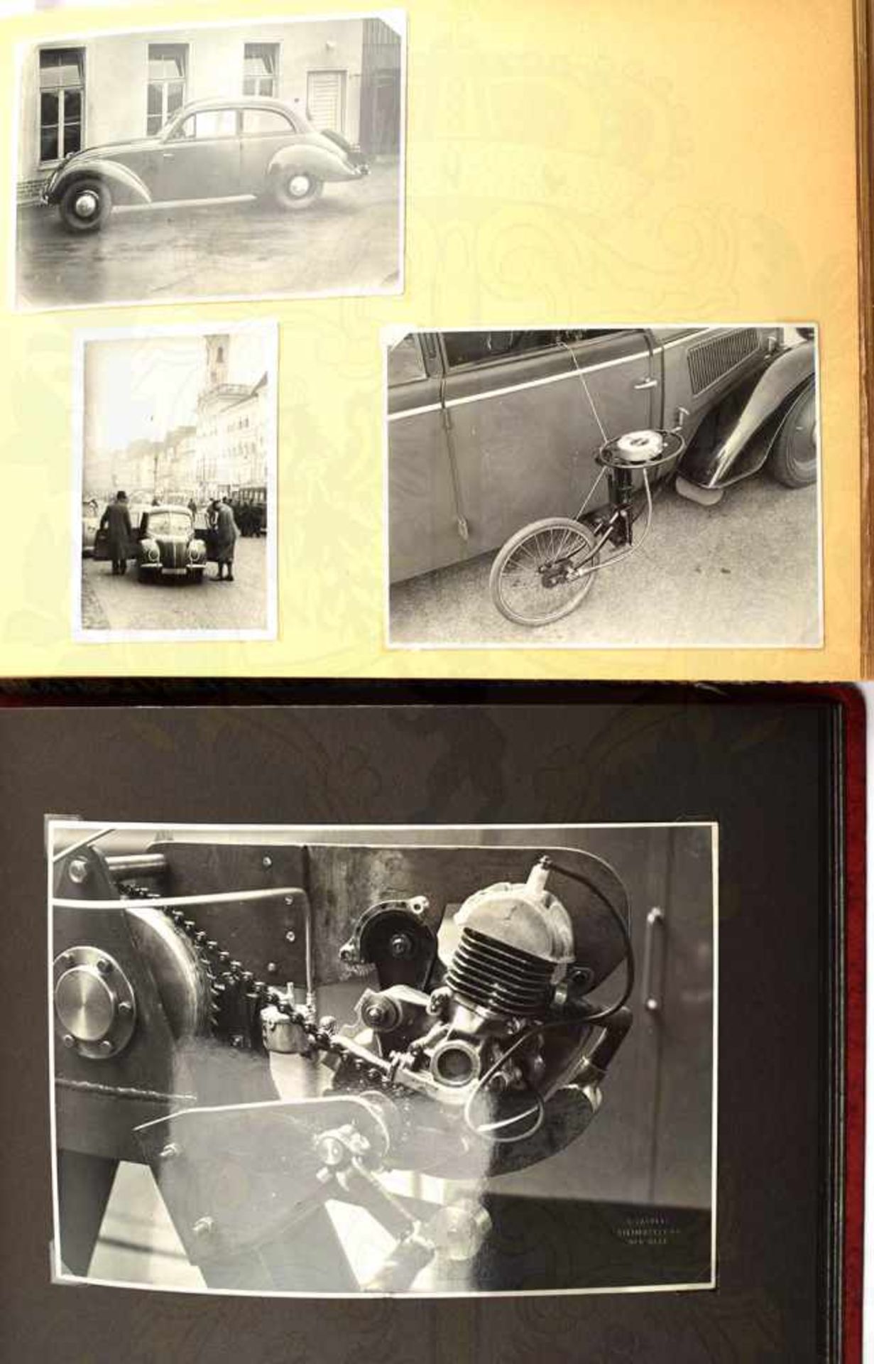 3 FOTOALBEN EINES AUTOINGENIEURS, gesamt 395 Fotos, ca. 1925-1955, teils AK bis A 5, viele PKW, auch - Bild 4 aus 14