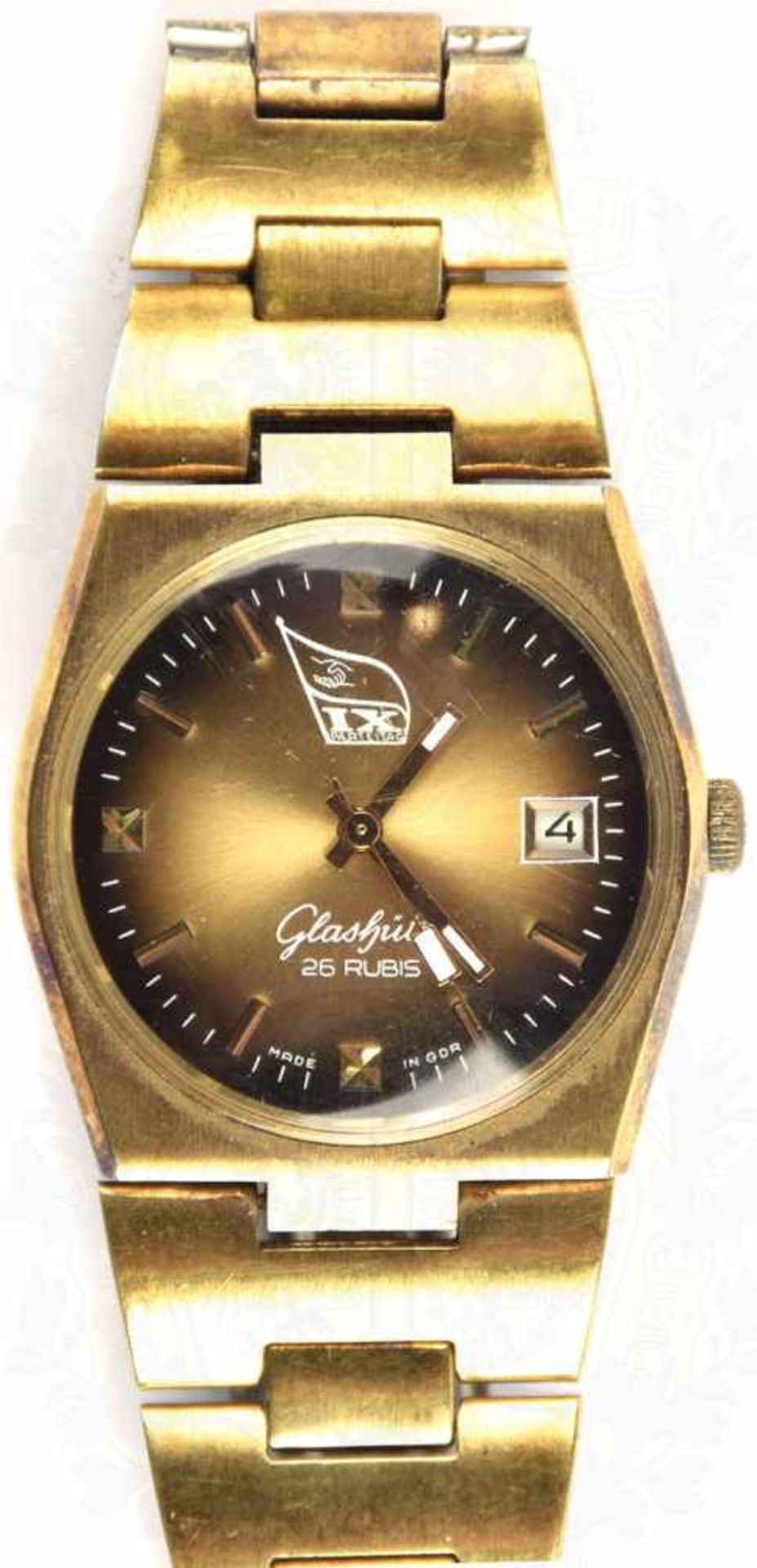 GLASHÜTTE-AUTOMATIK-ARMBANDUHR, Auszeichnung für Teilnehmer des IX. Parteitages der SED, 18.-22.5. - Bild 3 aus 3