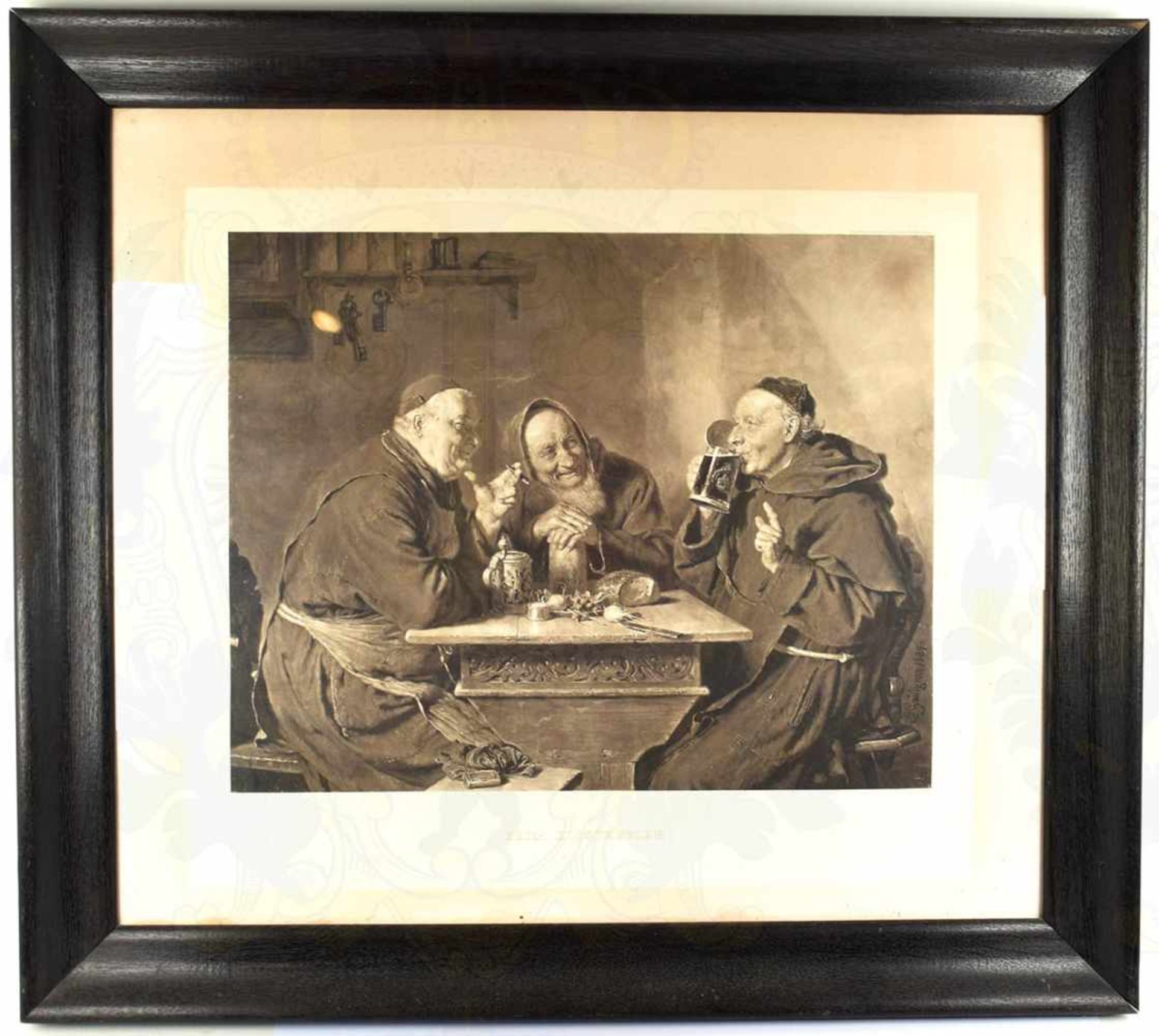 GENREBILD „BEIM KLOSTERBIER“, bekanntes Werk v. Eduard Ritter v. Grützner (1846- 1925) von 1884,