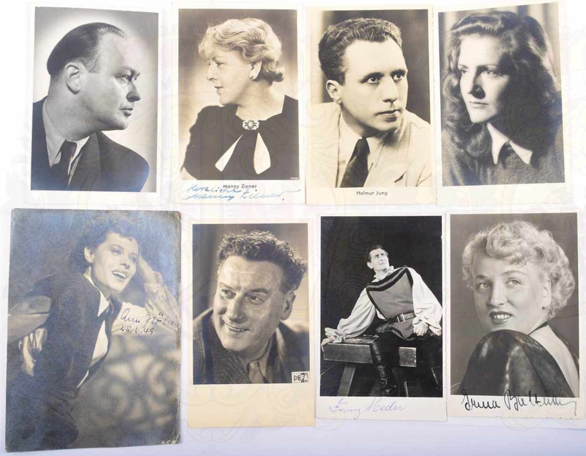 8 ORIGINAL-UNTERSCHRIFTEN, dt. Schauspieler, Sänger u. Musiker, 1948-1954, dabei: Irma Baltuttis,