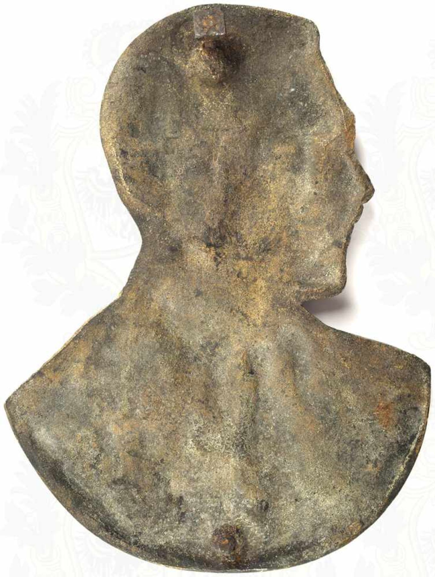 WANDRELIEF ADOLF HITLER, halbhohler Bronzeguss, patiniert, Darstellung in Parteiuniform mit EK I - Bild 2 aus 2