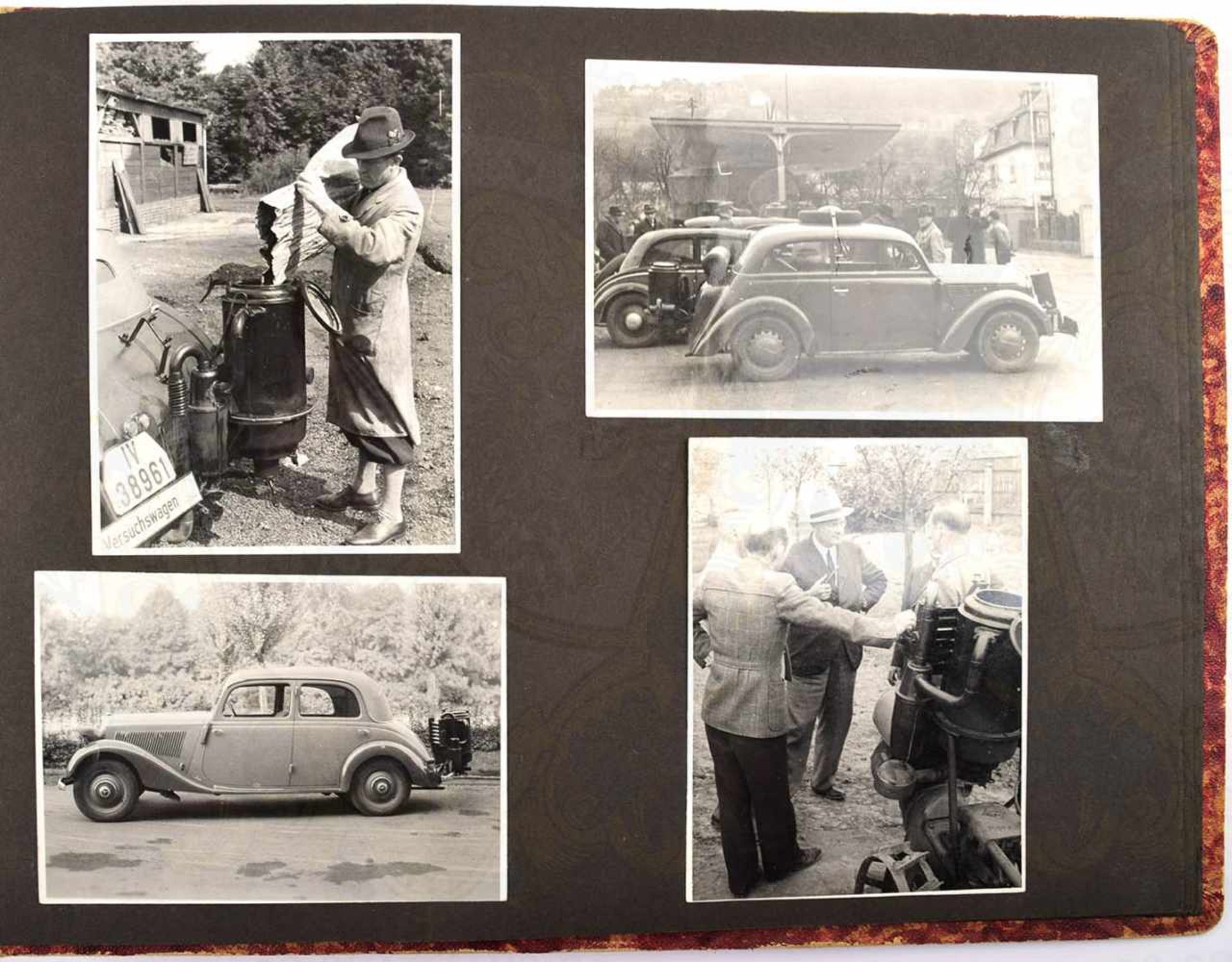 3 FOTOALBEN EINES AUTOINGENIEURS, gesamt 395 Fotos, ca. 1925-1955, teils AK bis A 5, viele PKW, auch - Bild 2 aus 14