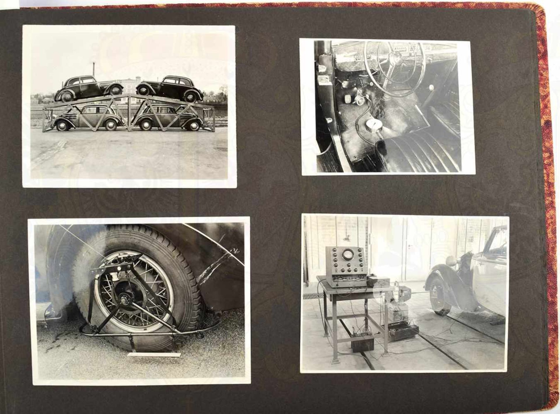 3 FOTOALBEN EINES AUTOINGENIEURS, gesamt 395 Fotos, ca. 1925-1955, teils AK bis A 5, viele PKW, auch - Bild 13 aus 14