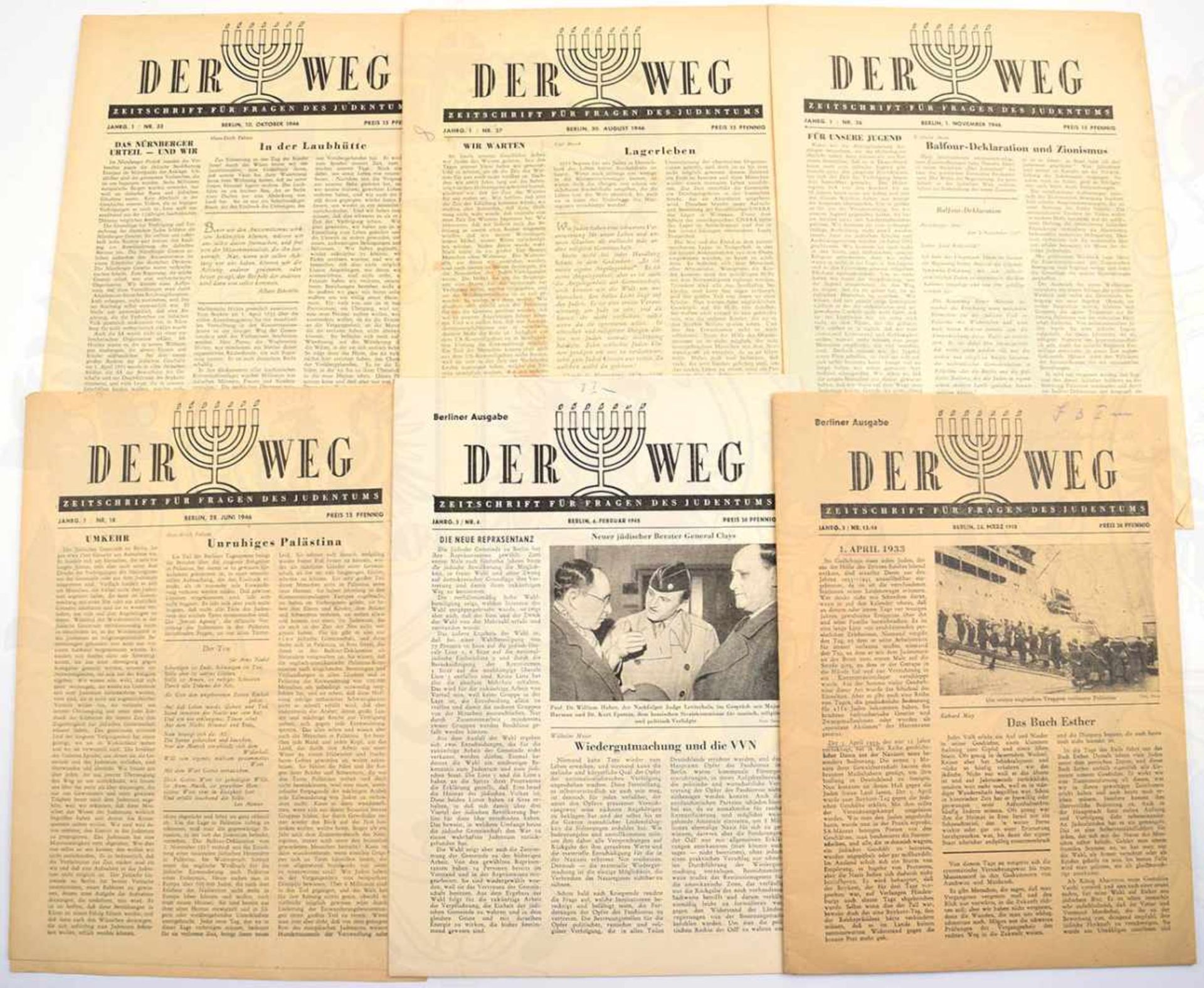 DER WEG ZEITSCHRIFT FÜR FRAGEN DES JUDENTUMS, 25 Berliner Ausgaben, April 1946 - März 1948, ges. 200