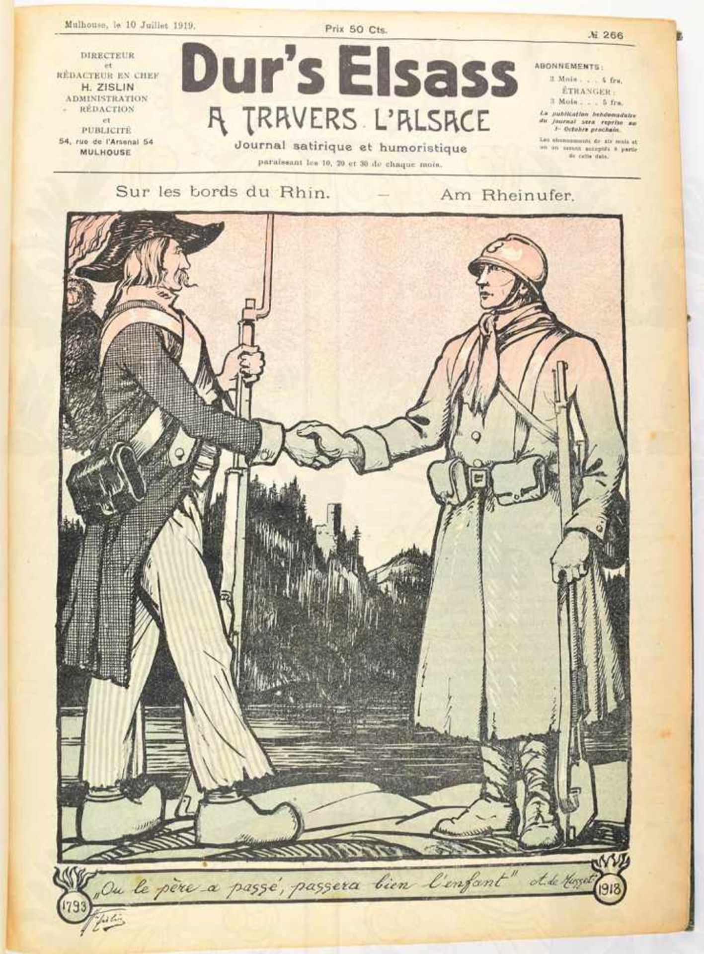 DURS ELSASS - A TRAVERS LE ALSACE, Sammelband m. 31 Heften 1919 u. 1920, Nrn. 266-297, zahlr.