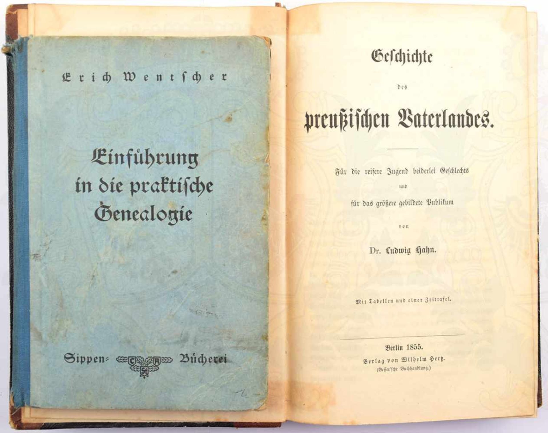 2 TITEL, Geschichte des preußischen Vaterlandes, Dr. L. Hahn, Bln. 1855, 632 S., Hld. m.