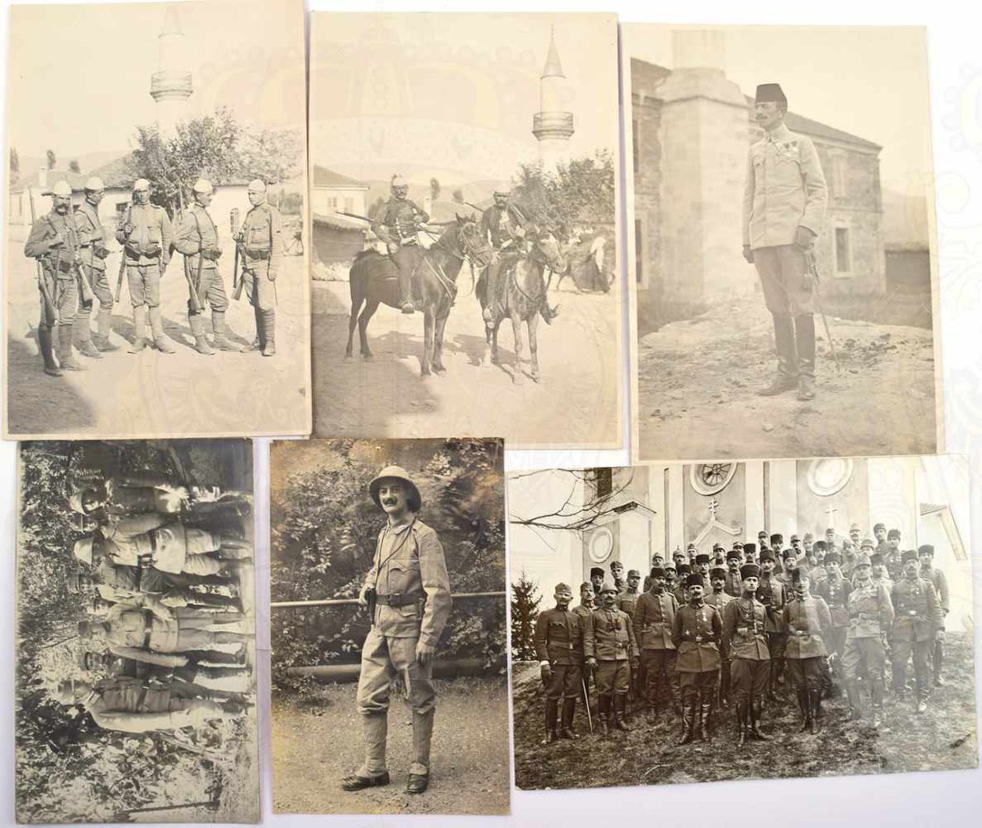 6 FOTOS K.U.K. ORIENTKORPS UND VERBÜNDETE, 1915/1916, Türk. Korps-Kdtr. des XV. Korps in Kurzany/