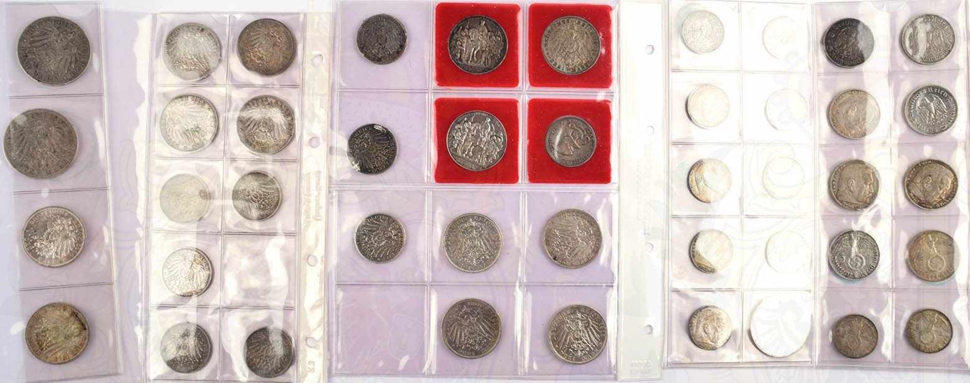 MÜNZENALBUM, mit 62 Silbermünzen u. 78 Kleinmünzen, meist Preußen, etwas Sachsen, Württemberg, - Bild 2 aus 2