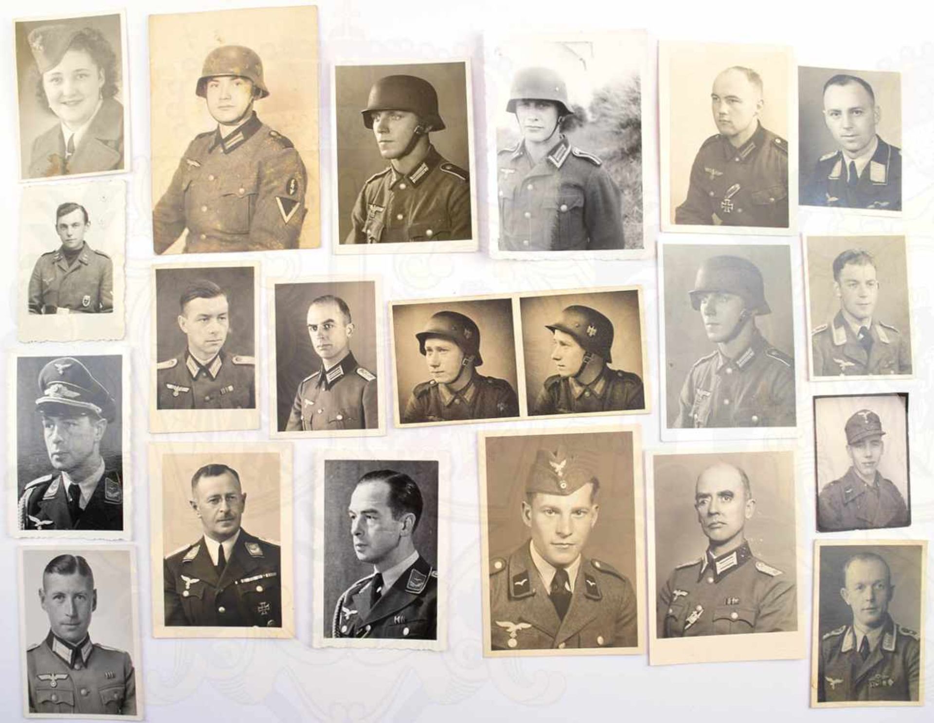 SAMMLUNG 150 PORTRAITFOTOS, Heer u. Luftwaffe, Offiziere, Uffz. u. Mannschaften, tls. m. Orden,