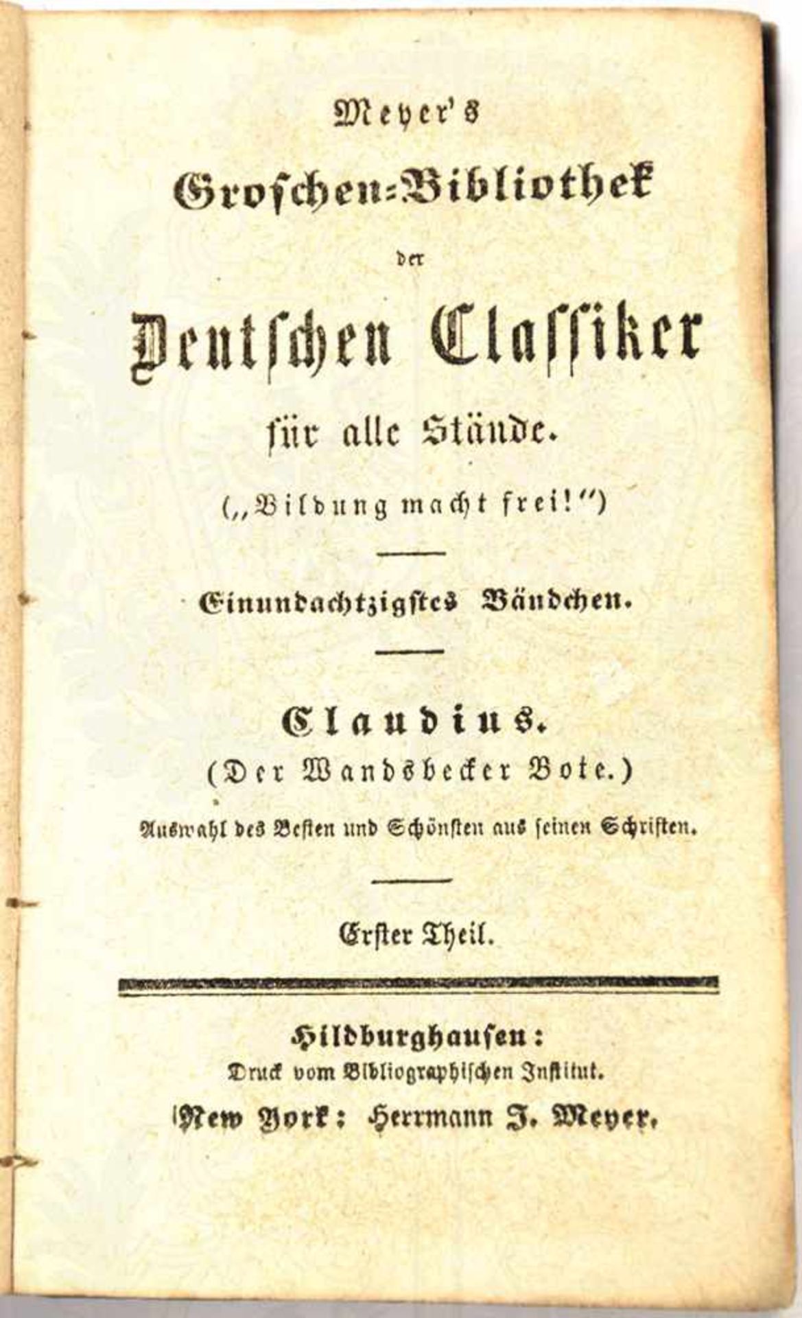 GROSCHEN-BIBLIOTHEK DER DEUTSCHEN CLASSIKER, 47 Bände, Hildburghausen o. J. (um 1870-80), tausende - Bild 3 aus 3