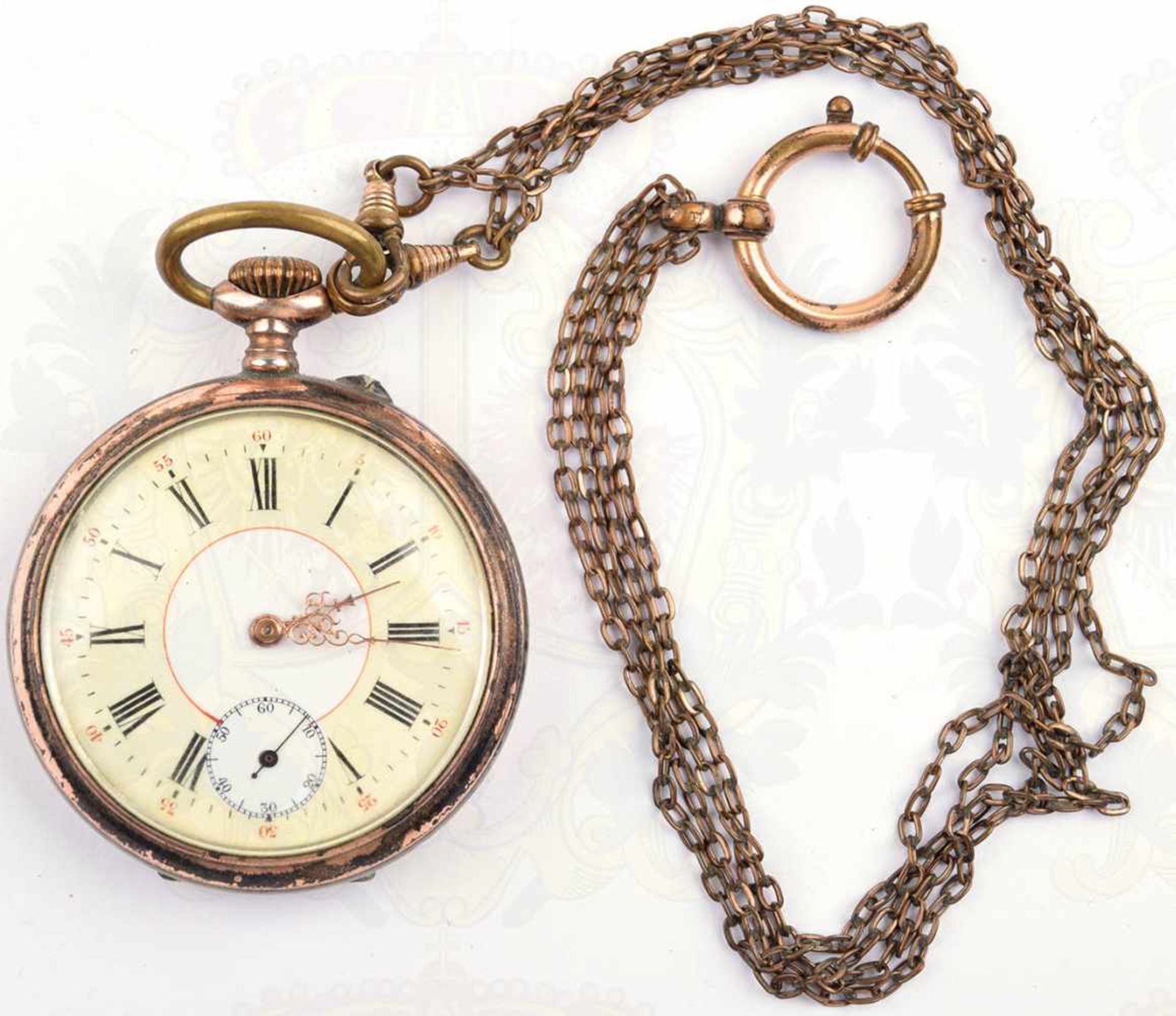 TASCHENUHR, Deutschland um 1900, Silber, Deckel innen punziert „800“ mit Halbmond u. Krone, - Bild 2 aus 3