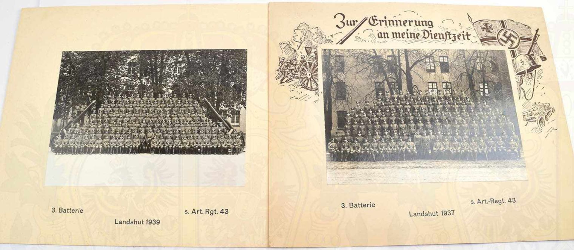 2 DIENSTZEIT-ERINNERUNGSFOTOS, 3. Batterie/schweres Art.-Rgt. 43/Landshut, 1937, Gruppenfotos m.