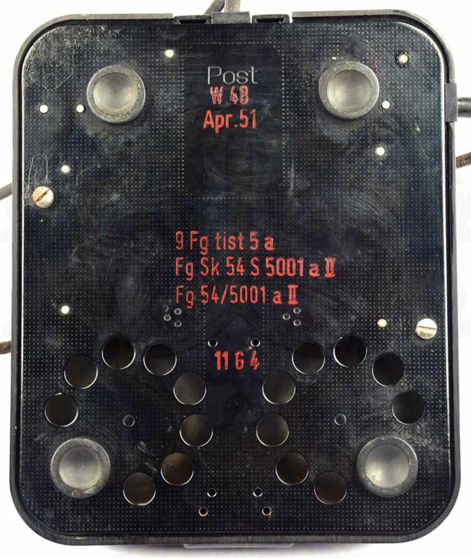 WÄHLSCHEIBEN TELEFON W 48, schwarzes Bakelit, us. bez. „Post W 48 Apr. (19)51“ etc., kpl. m. Hörer - Bild 3 aus 3