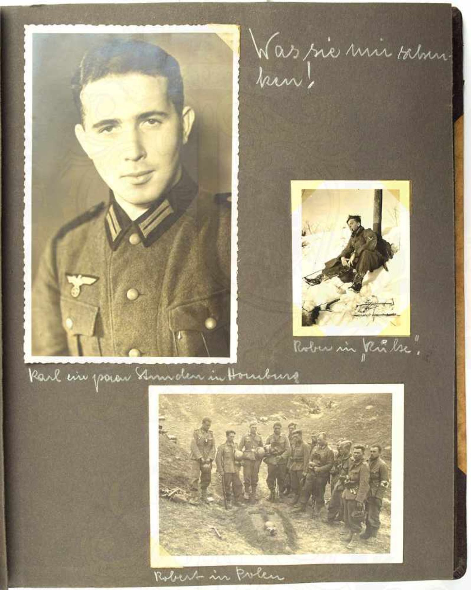 FOTOALBUM EINES LEUTNANTS, ca. 180 Fotos, davon 27 militärisch, 1939-1942, Portraits, Kameraden,