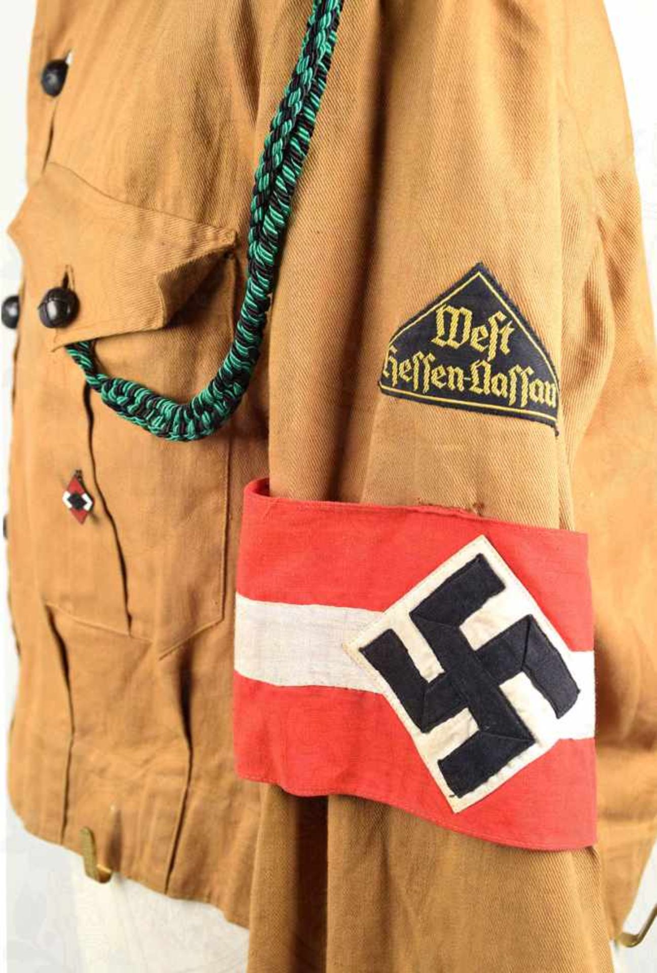 UNIFORM-BLUSE HAUPTSCHARFÜHRER, Bann 254, braunes Tuch, 2 Brusttaschen, dunkel-braune Knoten-Knöpfe, - Bild 3 aus 5