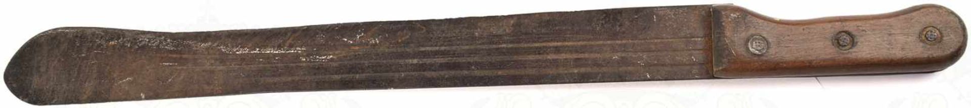 MACHETE, für Kolonisten bzw. Farmer, blanke Klinge, L. 46 cm, beidseitig jew. 3 schmale