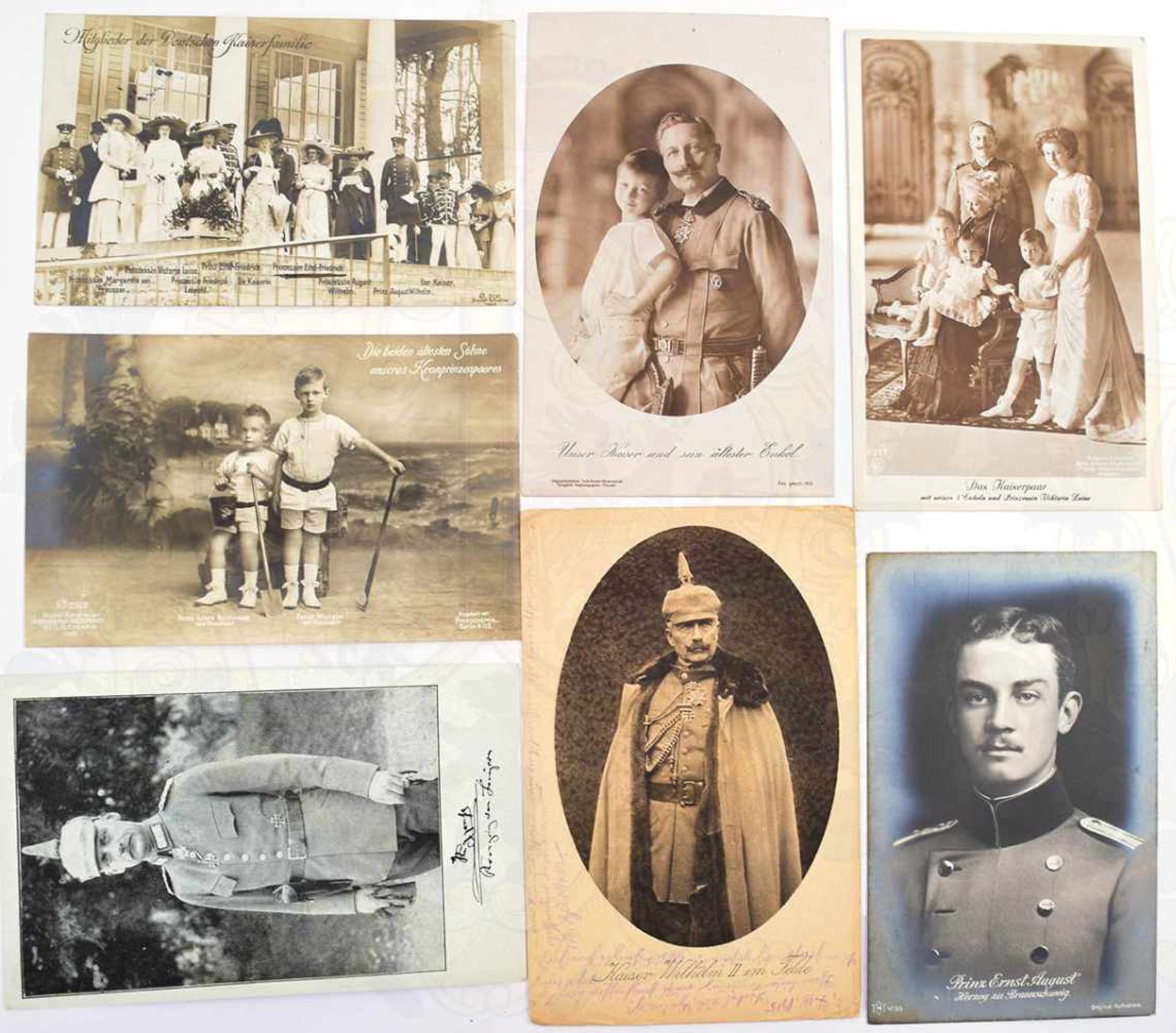 18 AK KAISERFAMILIE, Foto- u. Lichtdrucke, Wilhelm II. im Felde, Prinzessin Viktoria Luise, Prinz