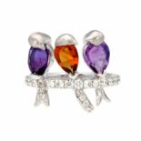 Birds-shaped precious stones ringBirds-shaped precious stones ringWhite gold, oval and pear cut