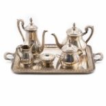 Spanish silver coffee set, 20th CenturySpanish silver coffee set, 20th Century Comprises: tray,