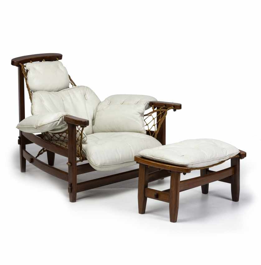 Jean Gillon, "Captain's" armchair with ottoman, Rosewood, sJean GillonIasi, 1919 - Sao Paulo, 2007"