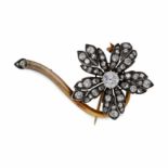 Diamonds floral brooch, 19th CenturyDiamonds floral brooch, 19th CenturyGold and gold with silver