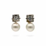 Pearls and diamonds you and me earringsPearls and diamonds you and me earringsWhite gold,