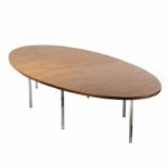 Oval dining table in oak and chrome steel, circa 1990Oval dining table in oak and chrome steel,