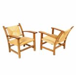 Josep Torres Clavé, Three armchairs, Oak and braided stringJosep Torres ClavéBarcelona 1906 - Els