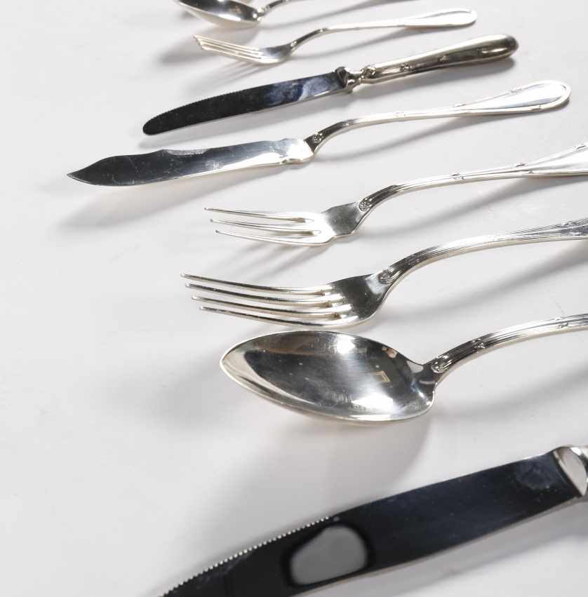 Spanish cutlery of twelve and eight services in silver, midSpanish cutlery of twelve and eight - Image 4 of 8