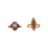 Two gold and stones rings, early 20th CenturyTwo gold and stones rings, early 20th Century Rose gold