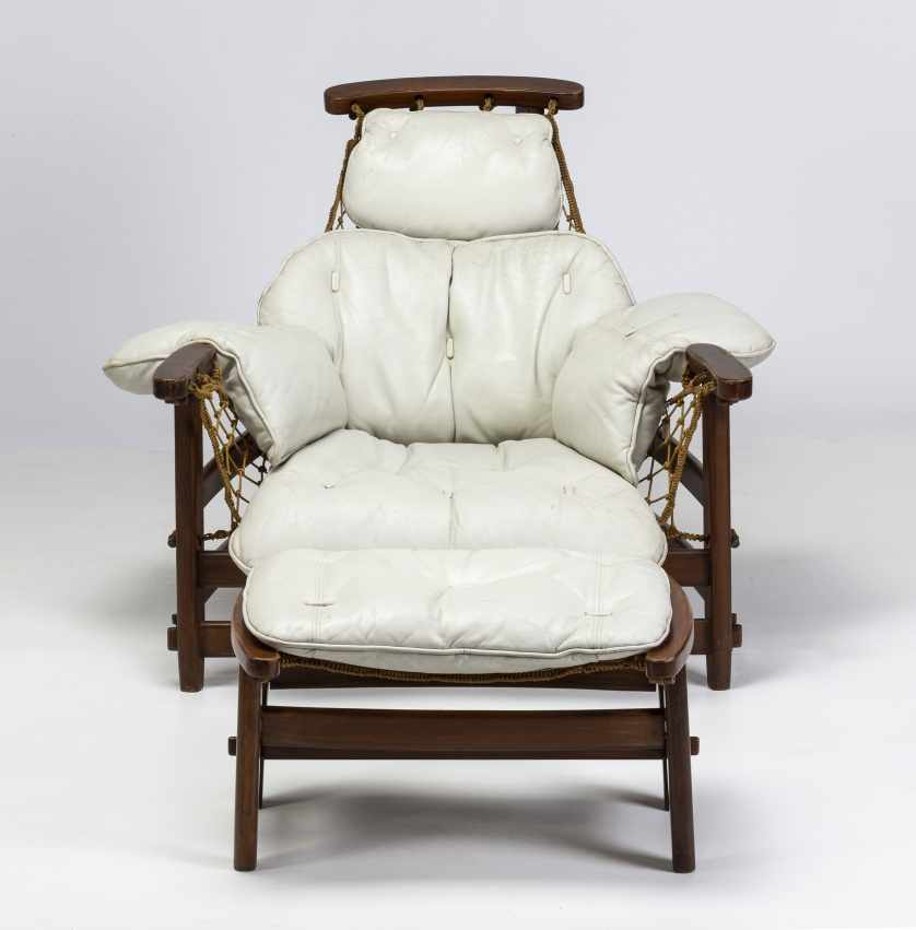 Jean Gillon, "Captain's" armchair with ottoman, Rosewood, sJean GillonIasi, 1919 - Sao Paulo, 2007" - Image 2 of 8