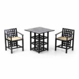 Set of table and two chairs in the style of Charles RennieSet of table and two chairs in the style