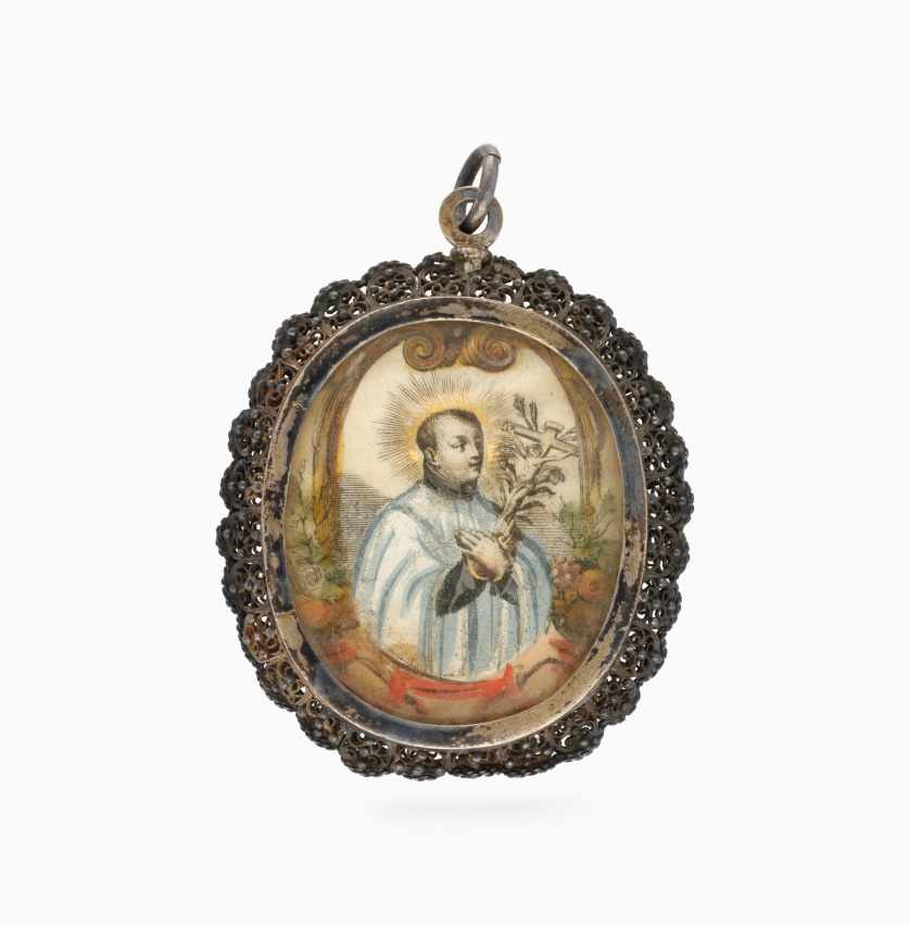 Three silver reliquary pendants, 18th CenturyThree silver reliquary pendants, 18th CenturyFirst - Image 2 of 6