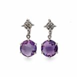 Amethysts pendant earringsAmethysts pendant earringsWhite gold, 8/8 cut diamonds, 0.08 cts, and