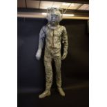 Doctor Who - a full size Cyberman costume and head piece, mounted for display on a mannequin,