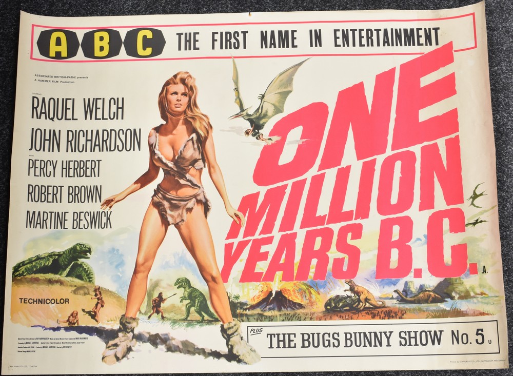 Movies and Cinema - a promotional poster, Hammer Film Production, One Million Years B.C.