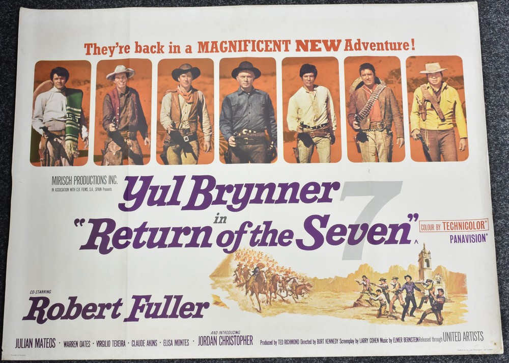 Movies and Cinema - a promotional poster The Return of the Seven, Yul Brynner 76cm x 101.
