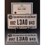 Movie Props - Robocop - a screen used prop, Omnicorp license plate set,