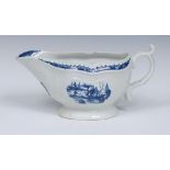 A large Worcester Fisherman and Billboard Island pattern strap fluted sauce boat,