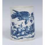 A small Worcester Parrot Pecking Fruit pattern cylindrical mug,
