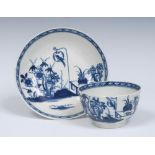 A Worcester Bird in a Ring pattern tea bowl and saucer,
