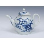 A Worcester Prunus Roots pattern globular teapot and cover, of slightly shouldered form,