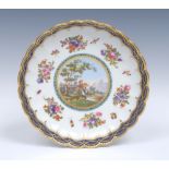 A Worcester Dalhousie Style fluted saucer dish,
